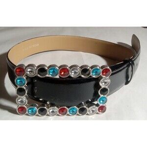 Carlos Santana Jewel Black Faux Leather Belt Small